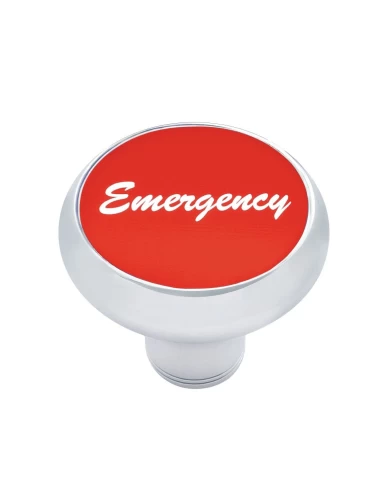 (CARD) CHROME DELUXE AIR VALVE KNOB W/ ALUMINUM "EMERGENCY" STICKER - RED (CARD) CHROME DELUXE AIR VALVE KNOB W/ ALUMINUM "EMERGENCY" STICKER - RED