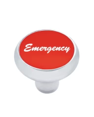 (CARD) CHROME DELUXE AIR VALVE KNOB W/ ALUMINUM "EMERGENCY" STICKER - RED