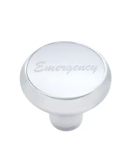 (CARD) CHROME DELUXE AIR VALVE KNOB W/ ALUMINUM "EMERGENCY" STICKER - SILVER
