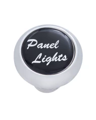 (CARD) CHROME DELUXE DASH KNOB W/ GLOSSY "PANEL LIGHTS" STICKER - BLACK