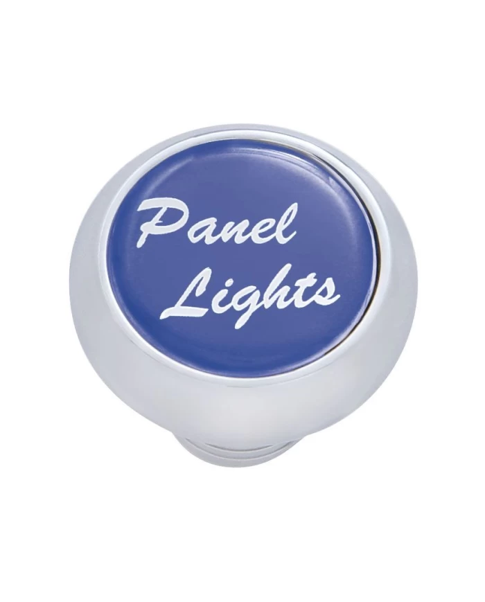 (CARD) CHROME DELUXE DASH KNOB W/ GLOSSY "PANEL LIGHTS" STICKER - BLUE
