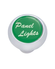 (CARD) CHROME DELUXE DASH KNOB W/ GLOSSY "PANEL LIGHTS" STICKER - GREEN
