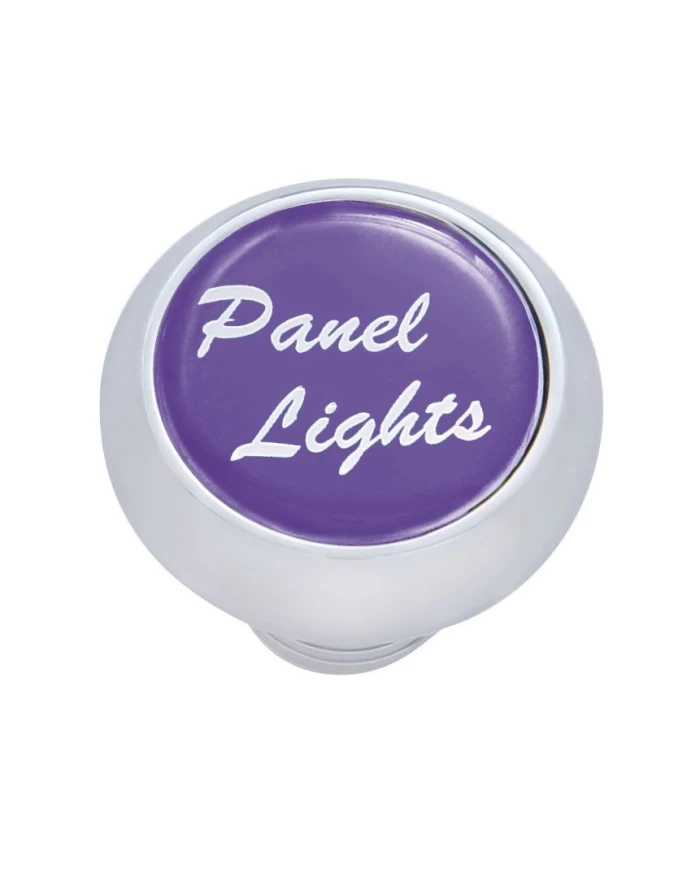 (CARD) CHROME DELUXE DASH KNOB W/ GLOSSY "PANEL LIGHTS" STICKER - PURPLE