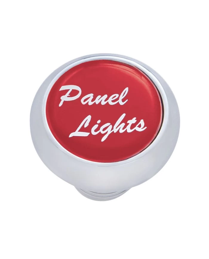 (CARD) CHROME DELUXE DASH KNOB W/ GLOSSY "PANEL LIGHTS" STICKER - RED