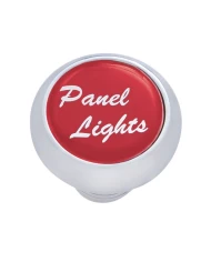 (CARD) CHROME DELUXE DASH KNOB W/ GLOSSY "PANEL LIGHTS" STICKER - RED