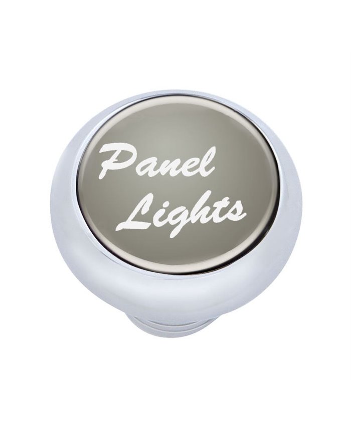 (CARD) CHROME DELUXE DASH KNOB W/ GLOSSY "PANEL LIGHTS" STICKER - SILVER