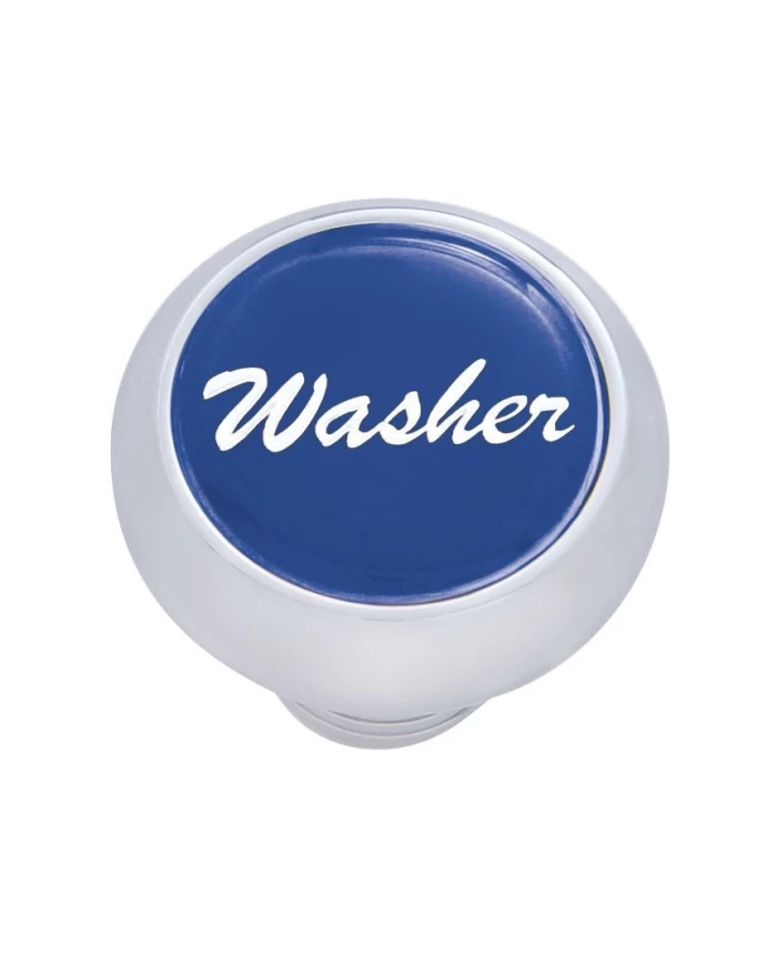 (CARD) CHROME DELUXE DASH KNOB W/ GLOSSY "WASHER" STICKER - BLUE