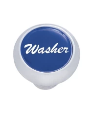 (CARD) CHROME DELUXE DASH KNOB W/ GLOSSY "WASHER" STICKER - BLUE