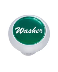 (CARD) CHROME DELUXE DASH KNOB W/ GLOSSY "WASHER" STICKER - GREEN