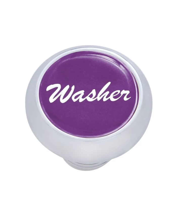 (CARD) CHROME DELUXE DASH KNOB W/ GLOSSY "WASHER" STICKER - PURPLE