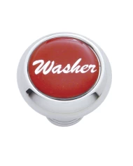 (CARD) CHROME DELUXE DASH KNOB W/ GLOSSY "WASHER" STICKER - RED