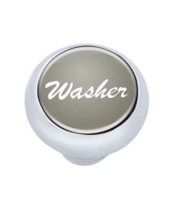 (CARD) CHROME DELUXE DASH KNOB W/ GLOSSY "WASHER" STICKER - SILVER