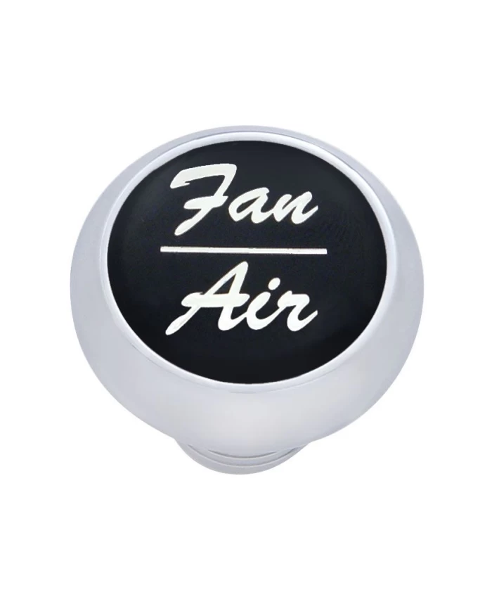 (CARD) CHROME DELUXE DASH KNOB W/ ALUMINUM "FAN/AIR" STICKER - BLACK