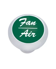 (CARD) CHROME DELUXE DASH KNOB W/ ALUMINUM "FAN/AIR" STICKER - GREEN