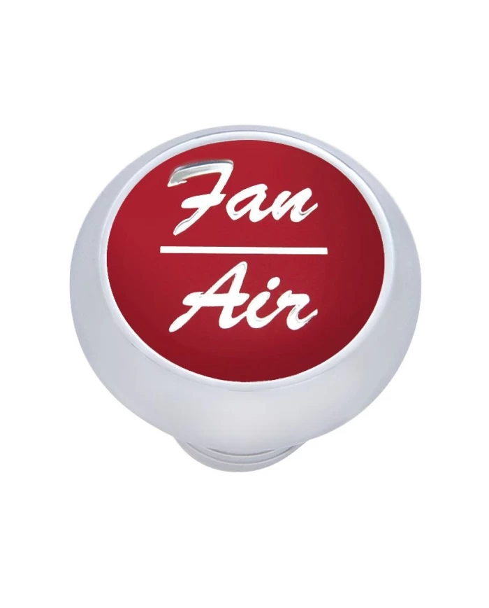 (CARD) CHROME DELUXE DASH KNOB W/ ALUMINUM "FAN/AIR" STICKER - RED