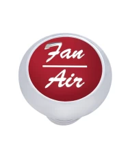 (CARD) CHROME DELUXE DASH KNOB W/ ALUMINUM "FAN/AIR" STICKER - RED