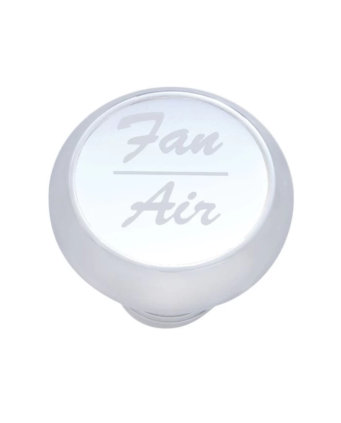 (CARD) CHROME DELUXE DASH KNOB W/ ALUMINUM "FAN/AIR" STICKER - SILVER