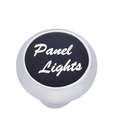 (CARD) CHROME DELUXE DASH KNOB W/ ALUMINUM "PANEL LIGHTS" STICKER - BLACK (CARD) CHROME DELUXE DASH KNOB W/ ALUMINUM "PANEL LIGHTS" STICKER - BLACK