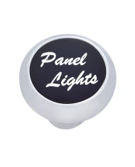 (CARD) CHROME DELUXE DASH KNOB W/ ALUMINUM "PANEL LIGHTS" STICKER - BLACK