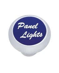 (CARD) CHROME DELUXE DASH KNOB W/ ALUMINUM "PANEL LIGHTS" STICKER - BLUE