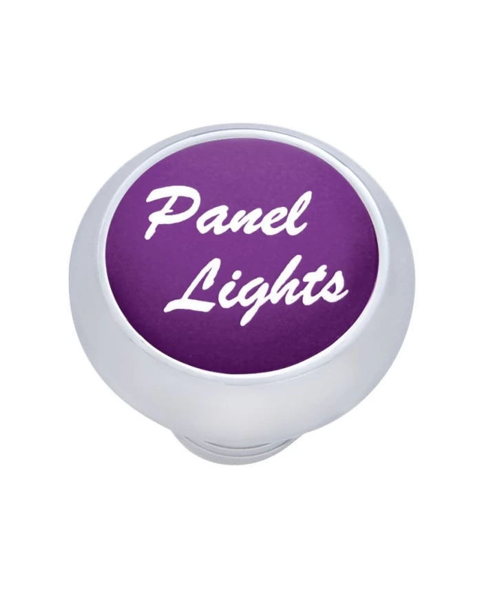 (CARD) CHROME DELUXE DASH KNOB W/ ALUMINUM "PANEL LIGHTS" STICKER - PURPLE