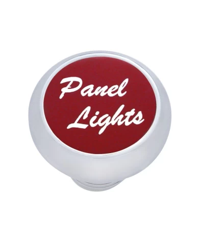 (CARD) CHROME DELUXE DASH KNOB W/ ALUMINUM "PANEL LIGHTS" STICKER - RED (CARD) CHROME DELUXE DASH KNOB W/ ALUMINUM "PANEL LIGHTS" STICKER - RED
