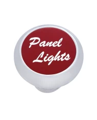 (CARD) CHROME DELUXE DASH KNOB W/ ALUMINUM "PANEL LIGHTS" STICKER - RED