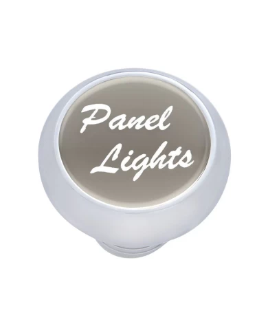 (CARD) CHROME DELUXE DASH KNOB W/ ALUMINUM "PANEL LIGHTS" STICKER - SILVER (CARD) CHROME DELUXE DASH KNOB W/ ALUMINUM "PANEL LIGHTS" STICKER - SILVER