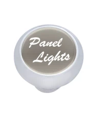 (CARD) CHROME DELUXE DASH KNOB W/ ALUMINUM "PANEL LIGHTS" STICKER - SILVER