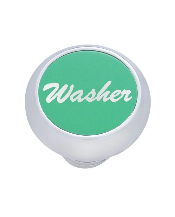 (CARD) CHROME DELUXE DASH KNOB W/ ALUMINUM "WASHER" STICKER - GREEN
