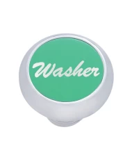 (CARD) CHROME DELUXE DASH KNOB W/ ALUMINUM "WASHER" STICKER - GREEN