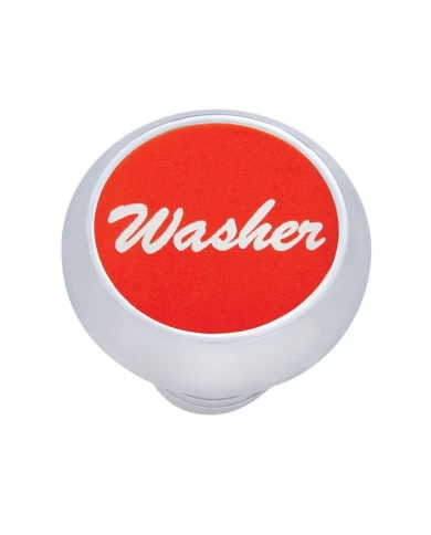 (CARD) CHROME DELUXE DASH KNOB W/ ALUMINUM "WASHER" STICKER - RED (CARD) CHROME DELUXE DASH KNOB W/ ALUMINUM "WASHER" STICKER - RED