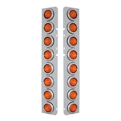 UP30074-Front Air Cleaner Kit With Sixteen 2" Incandescent Flat Lights & Bezel For Peterbilt - Amber Lens