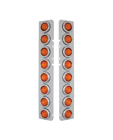 UP30074-Front Air Cleaner Kit With Sixteen 2" Incandescent Flat Lights & Bezel For Peterbilt - Amber Lens