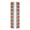 UP30074-Front Air Cleaner Kit With Sixteen 2" Incandescent Flat Lights & Bezel For Peterbilt - Amber Lens