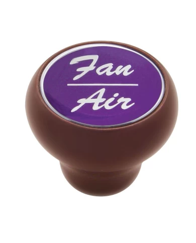 (CARD) WOOD DELUXE DASH KNOB W/ GLOSSY "FAN/AIR" STICKER - PURPLE (CARD) WOOD DELUXE DASH KNOB W/ GLOSSY "FAN/AIR" STICKER - PURPLE