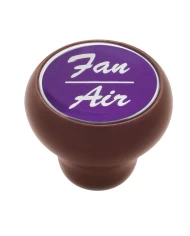 (CARD) WOOD DELUXE DASH KNOB W/ GLOSSY "FAN/AIR" STICKER - PURPLE