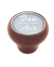 (CARD) WOOD DELUXE DASH KNOB W/ GLOSSY "FAN/AIR" STICKER - SILVER