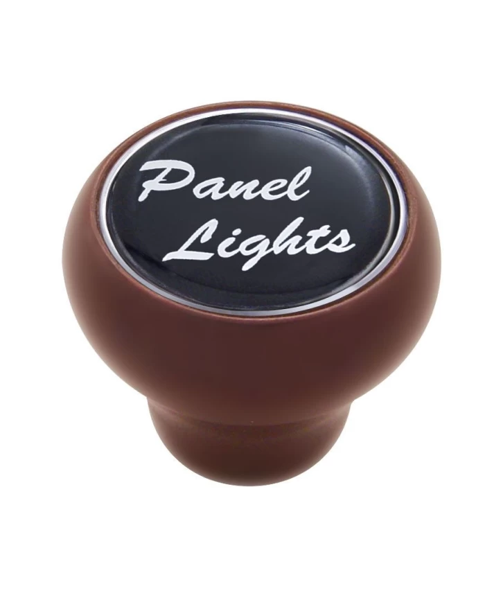 (CARD) WOOD DELUXE DASH KNOB W/ GLOSSY "PANEL LIGHTS" STICKER - BLACK