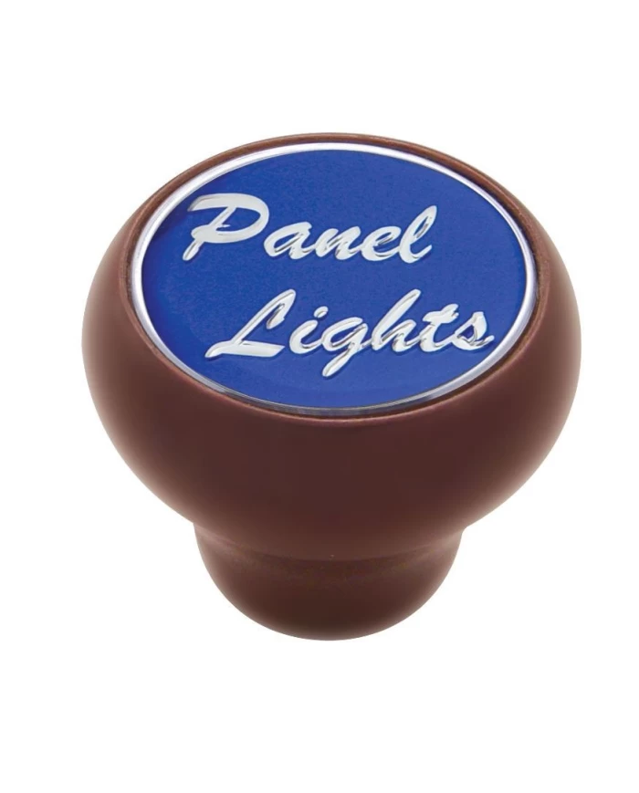 (CARD) WOOD DELUXE DASH KNOB W/ GLOSSY "PANEL LIGHTS" STICKER - BLUE