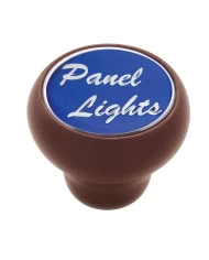 (CARD) WOOD DELUXE DASH KNOB W/ GLOSSY "PANEL LIGHTS" STICKER - BLUE