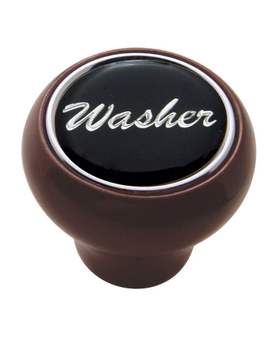 (CARD) WOOD DELUXE DASH KNOB W/ GLOSSY "WASHER" STICKER - BLACK (CARD) WOOD DELUXE DASH KNOB W/ GLOSSY "WASHER" STICKER - BLACK