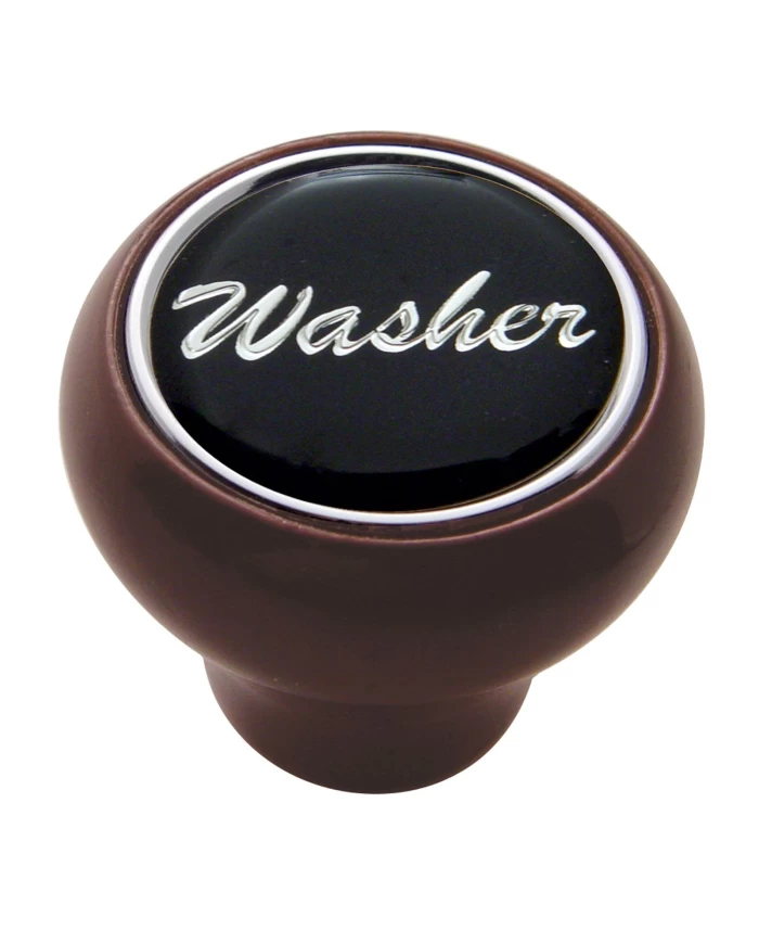(CARD) WOOD DELUXE DASH KNOB W/ GLOSSY "WASHER" STICKER - BLACK