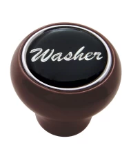 (CARD) WOOD DELUXE DASH KNOB W/ GLOSSY "WASHER" STICKER - BLACK