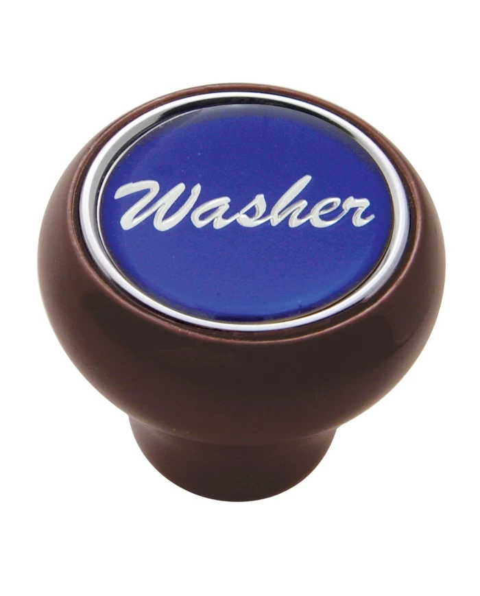 (CARD) WOOD DELUXE DASH KNOB W/ GLOSSY "WASHER" STICKER - BLUE