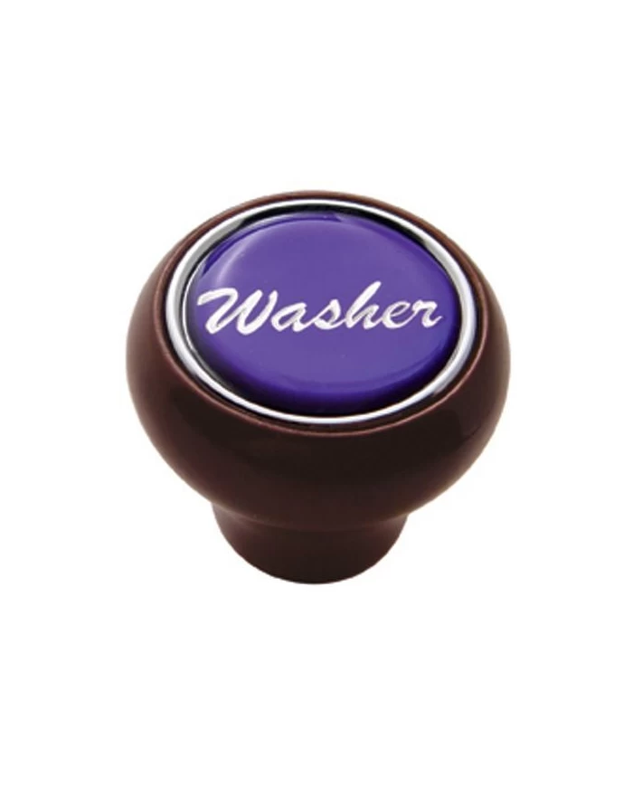 (CARD) WOOD DELUXE DASH KNOB W/ GLOSSY "WASHER" STICKER - PURPLE