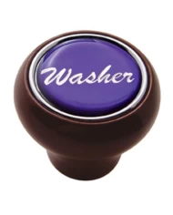 (CARD) WOOD DELUXE DASH KNOB W/ GLOSSY "WASHER" STICKER - PURPLE