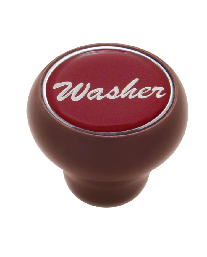 (CARD) WOOD DELUXE DASH KNOB W/ GLOSSY "WASHER" STICKER - RED