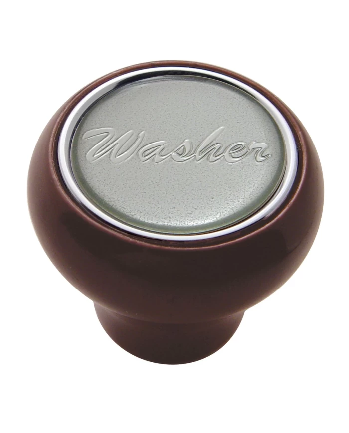 (CARD) WOOD DELUXE DASH KNOB W/ GLOSSY "WASHER" STICKER - SILVER