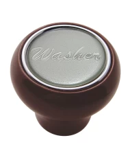 (CARD) WOOD DELUXE DASH KNOB W/ GLOSSY "WASHER" STICKER - SILVER